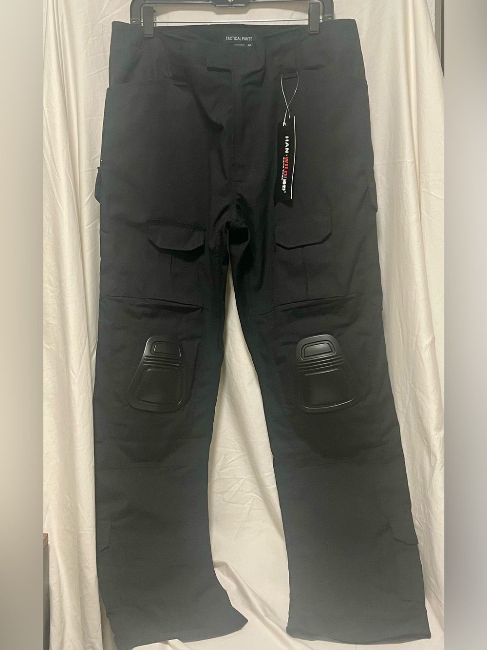 Han Wild Black Men's Tactical Cargo Pants with Knee Pads